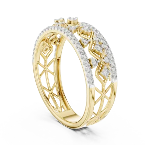 Geometric Lattice Pavé-Set Round Brilliant Diamond Band - Image 3