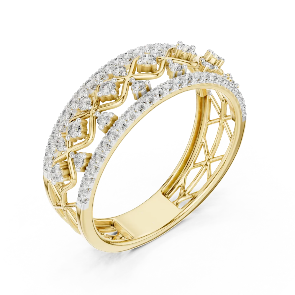 Discover the Geometric Lattice Band, featuring brilliant-cut DIAMEUR lab-grown diamonds. A modern classic for your collection. Shop this piece now.