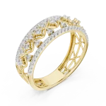 Geometric Lattice Pavé-Set Round Brilliant Diamond Band
