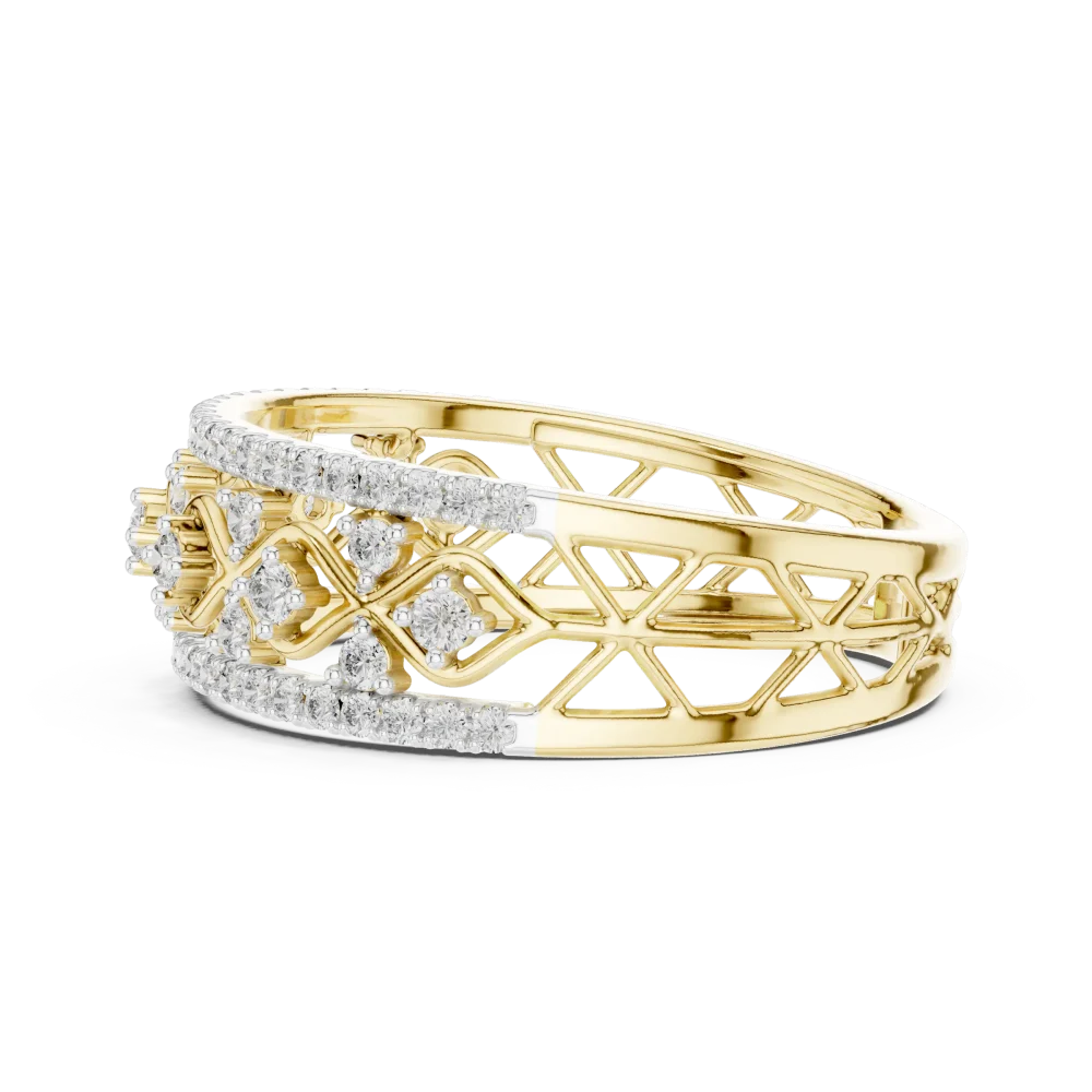Geometric Lattice Pavé-Set Round Brilliant Diamond Band - Image 4