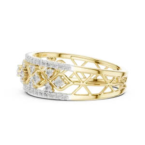 Geometric Lattice Pavé-Set Round Brilliant Diamond Band - Image 4