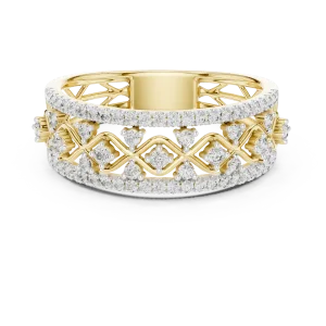 Geometric Lattice Pavé-Set Round Brilliant Diamond Band - Image 2