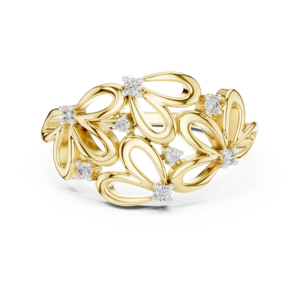 Ethereal Floret Round Brilliant Diamond Cocktail Ring - Image 2
