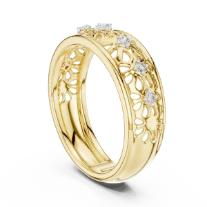 Geometric Filigree Round Brilliant Diamond Lattice Band - Image 3