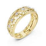 Geometric Filigree Round Brilliant Diamond Lattice Band