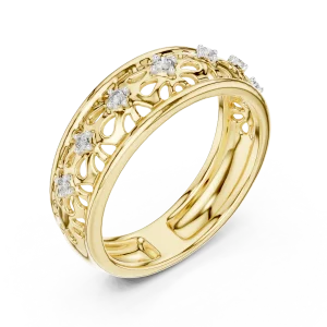 Geometric Filigree Round Brilliant Diamond Lattice Band