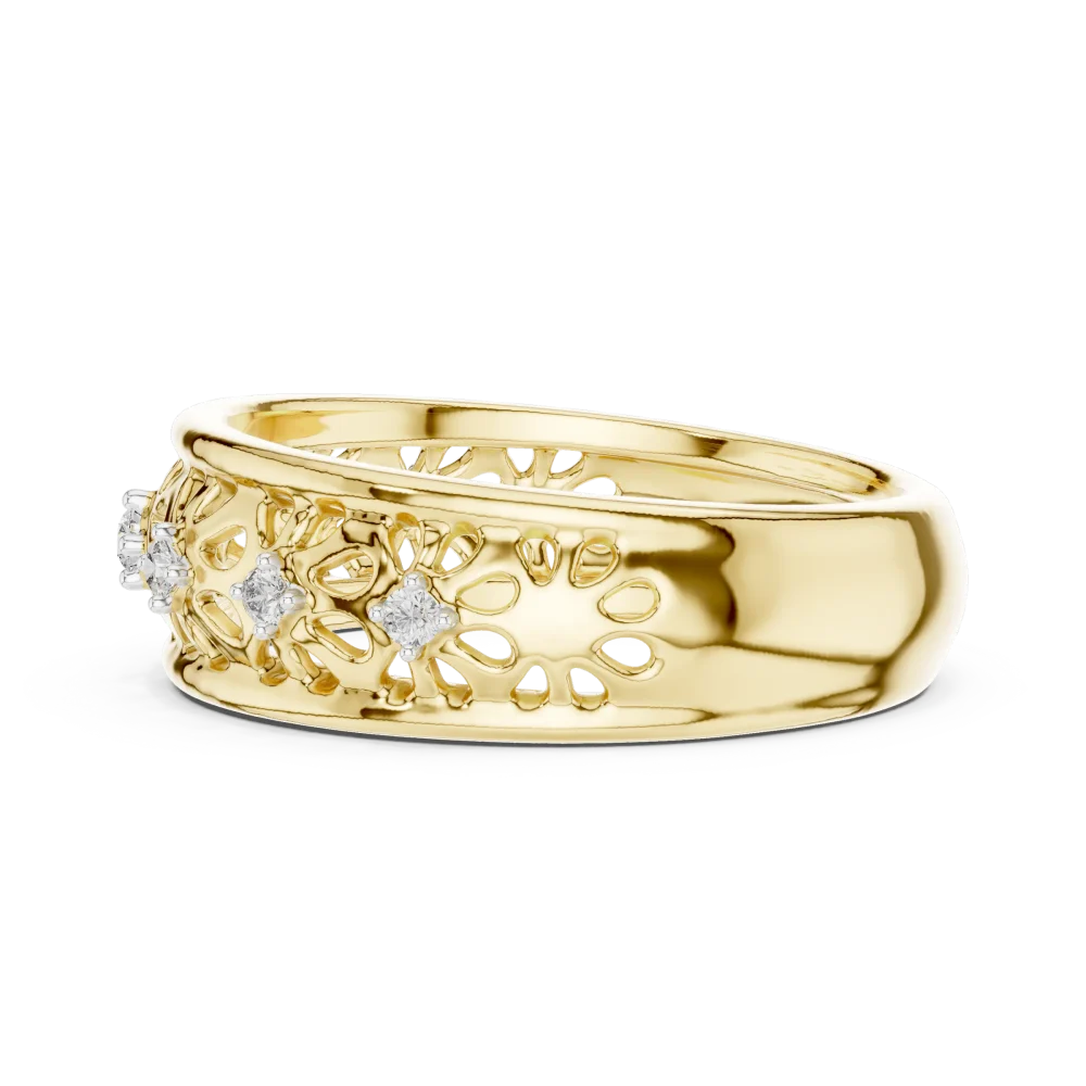 Geometric Filigree Round Brilliant Diamond Lattice Band - Image 4