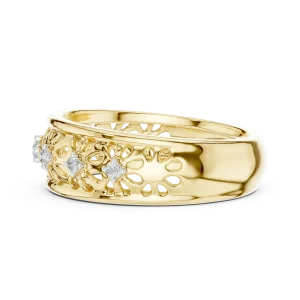 Geometric Filigree Round Brilliant Diamond Lattice Band - Image 4