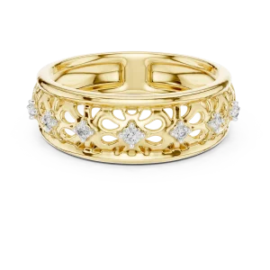 Geometric Filigree Round Brilliant Diamond Lattice Band - Image 2