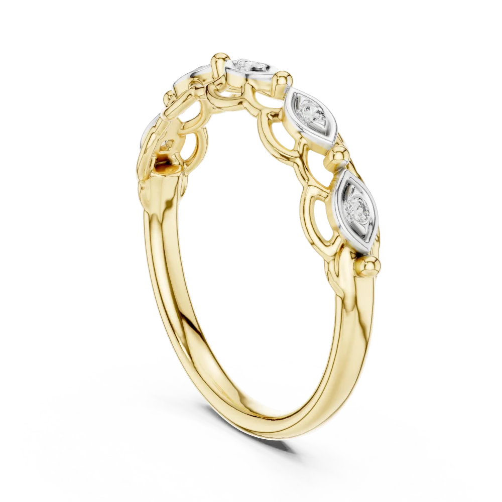 Symmetry Marquise-Link Round Brilliant Diamond Band - Image 3