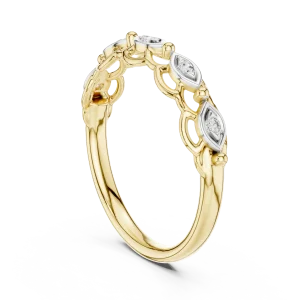 Symmetry Marquise-Link Round Brilliant Diamond Band - Image 3
