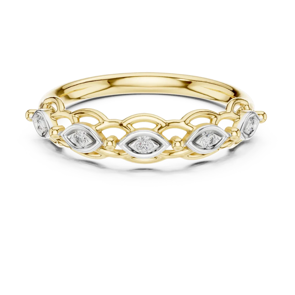 Symmetry Marquise-Link Round Brilliant Diamond Band - Image 2