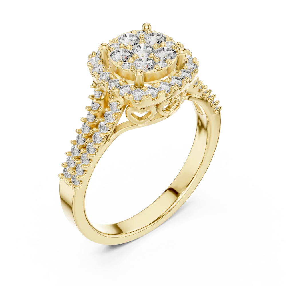 Experience the unmatched brilliance of our cluster statement ring, featuring precision-set DIAMEUR diamonds. Elevate your collection—shop now.