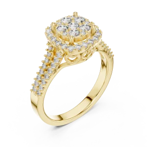 Luminary Round Brilliant Pavé-Set Cluster Statement Ring