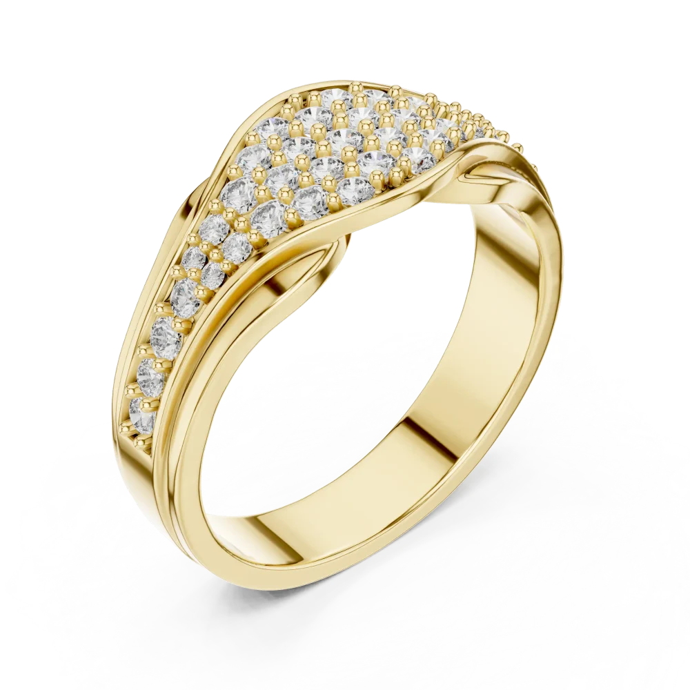 Experience brilliant light performance with this pavé-set round DIAMEUR diamond cocktail ring. Elevate your style with sustainable, modern luxury.