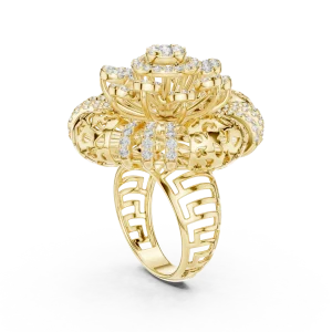 Luminary Round Pavé-Set Architectural Cocktail Ring - Image 3
