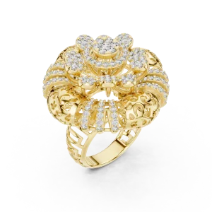 Luminary Round Pavé-Set Architectural Cocktail Ring