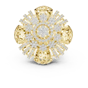 Luminary Round Pavé-Set Architectural Cocktail Ring - Image 2