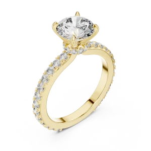Ethereal Round Brilliant Pavé-Set Solitaire Ring
