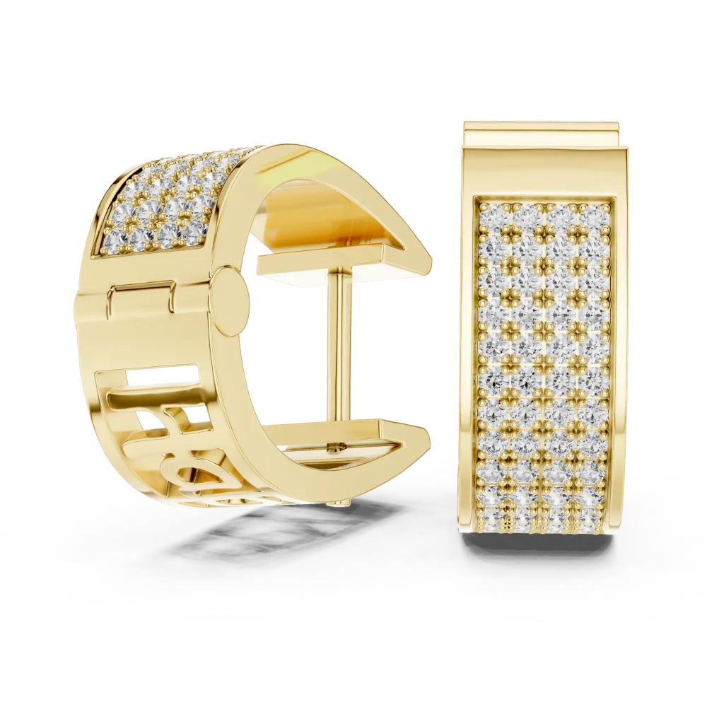 Luminary Round Pavé-Set Geometric Architect Hoop Earrings - Image 2