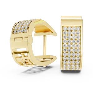 Luminary Round Pavé-Set Geometric Architect Hoop Earrings - Image 2