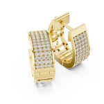 Luminary Round Pavé-Set Geometric Architect Hoop Earrings