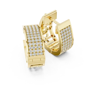 Luminary Round Pavé-Set Geometric Architect Hoop Earrings