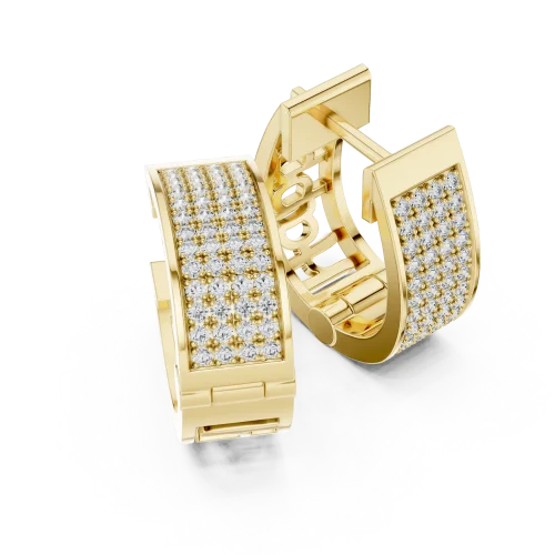 Luminary Round Pavé-Set Geometric Architect Hoop Earrings