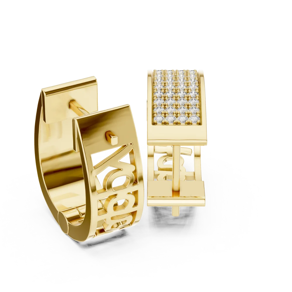 Luminary Round Pavé-Set Geometric Architect Hoop Earrings - Image 3