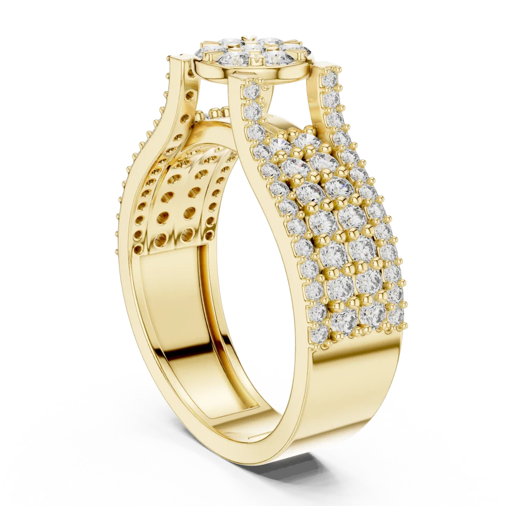 Luminary Round Pavé-Set Diamond Cluster Cocktail Ring - Image 3