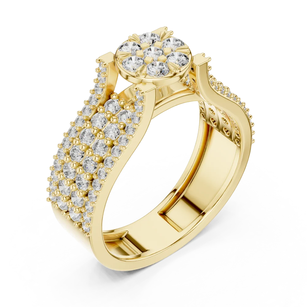 Discover the radiant beauty of this pavé-set diamond cluster ring. Handcrafted for modern luxury, elevate your collection with this brilliant piece.
