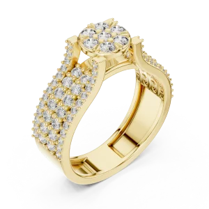 Luminary Round Pavé-Set Diamond Cluster Cocktail Ring