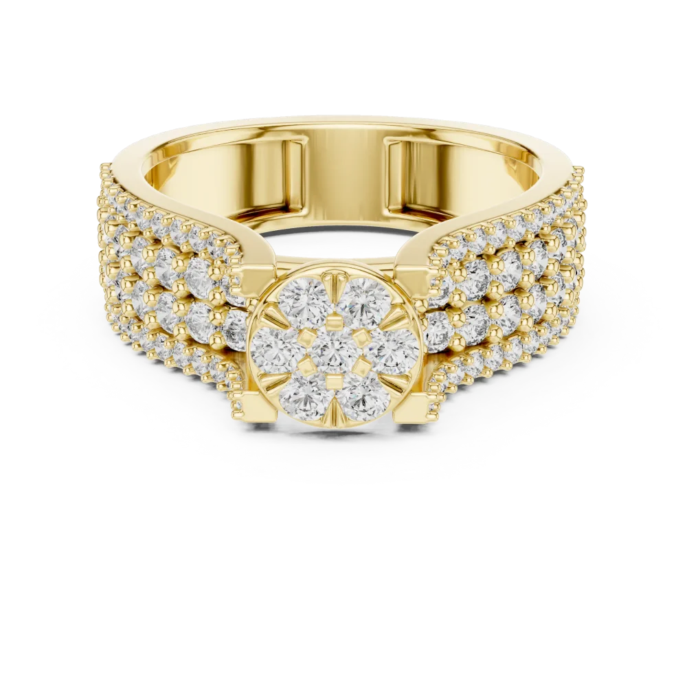 Luminary Round Pavé-Set Diamond Cluster Cocktail Ring - Image 2
