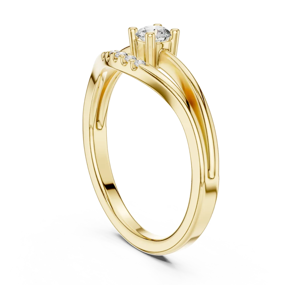 Linear Essence Round Brilliant Split-Shank Solitaire Ring - Image 3