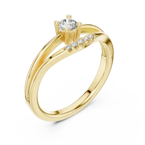 Linear Essence Round Brilliant Split-Shank Solitaire Ring