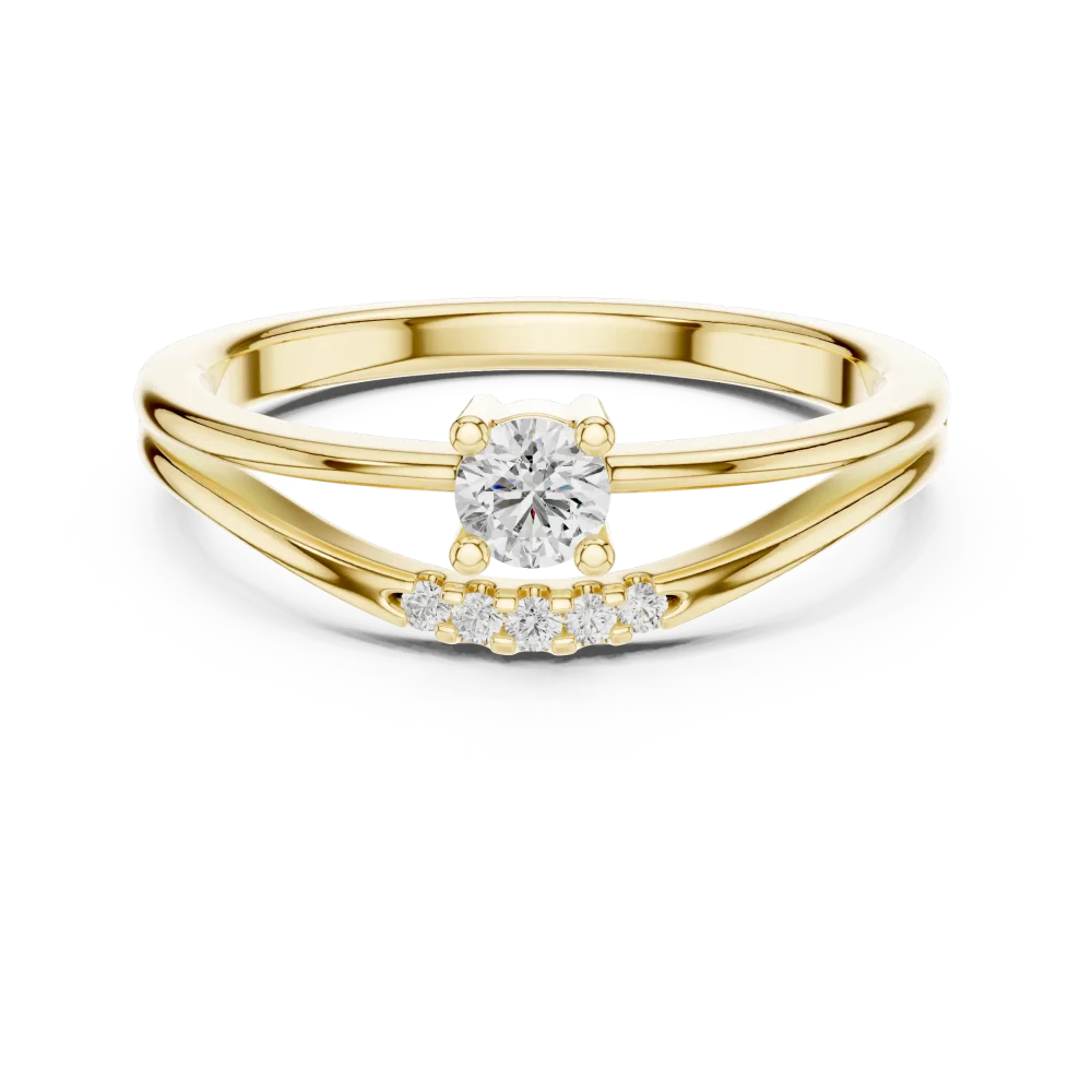 Linear Essence Round Brilliant Split-Shank Solitaire Ring - Image 2