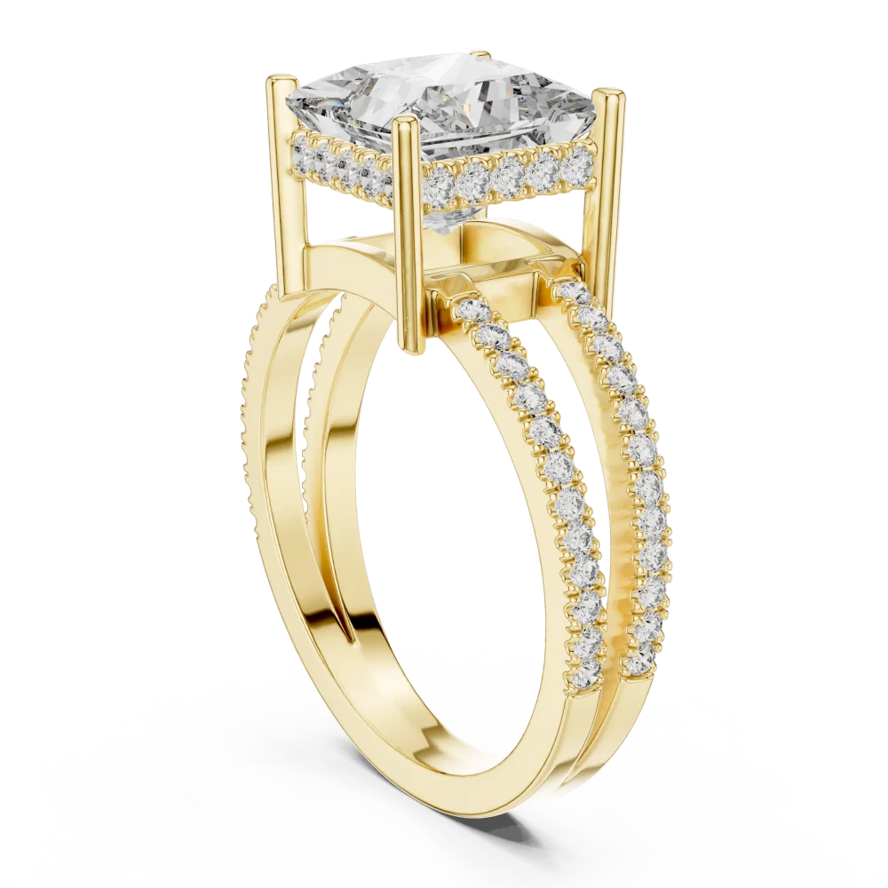 Architectural Princess Cut Split-Shank Solitaire Ring - Image 3