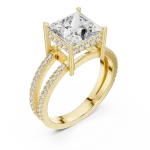 Architectural Princess Cut Split-Shank Solitaire Ring