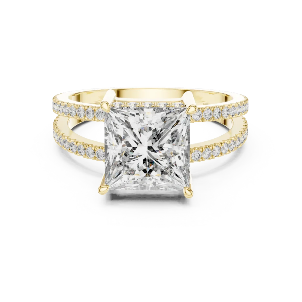 Architectural Princess Cut Split-Shank Solitaire Ring - Image 2