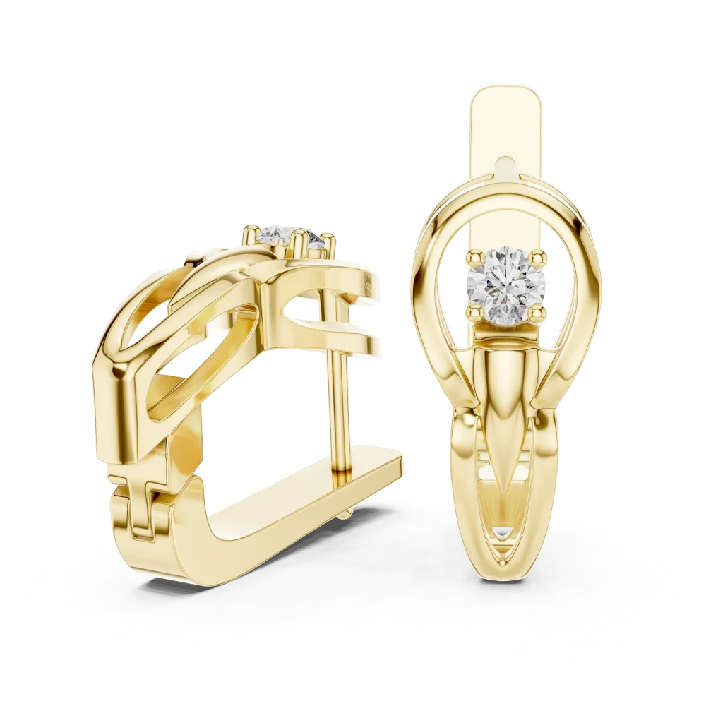 Luminary Round Brilliant Solitaire Architectural Stud Earrings - Image 4