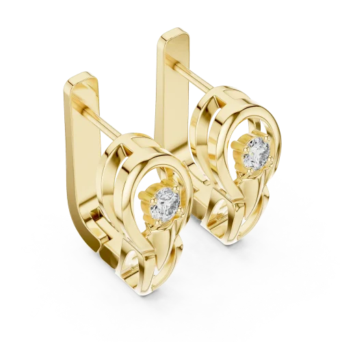 Luminary Round Brilliant Solitaire Architectural Stud Earrings