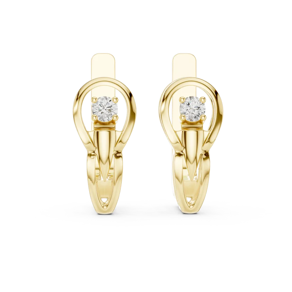Luminary Round Brilliant Solitaire Architectural Stud Earrings - Image 2