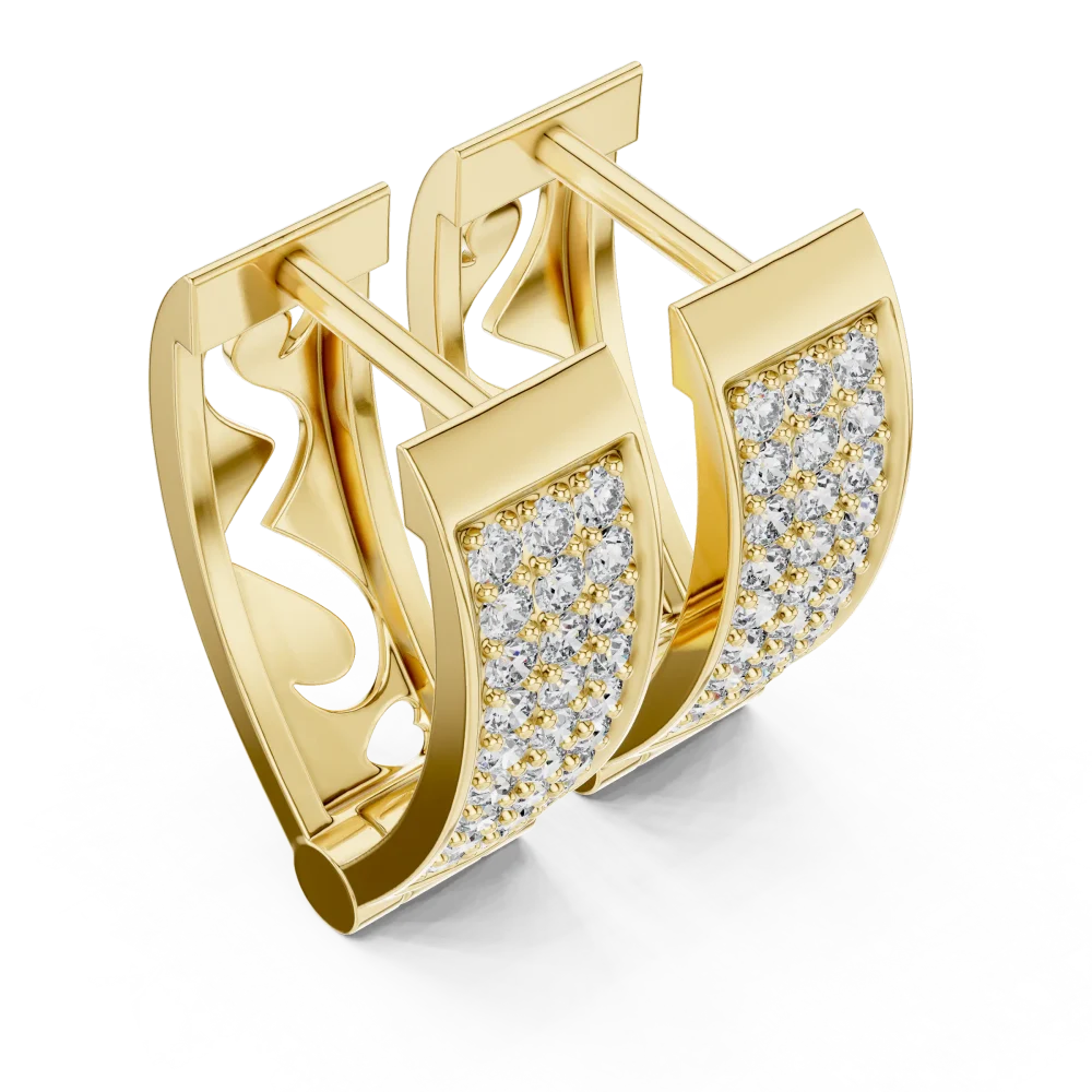 Discover the brilliance of our pavé-set hoop earrings, featuring 54 premium DIAMEUR diamonds. Elevate your style with this modern luxury classic.