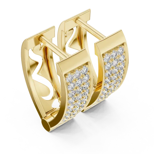 Luminary Round Pavé-Set Architectural Hoop Earrings