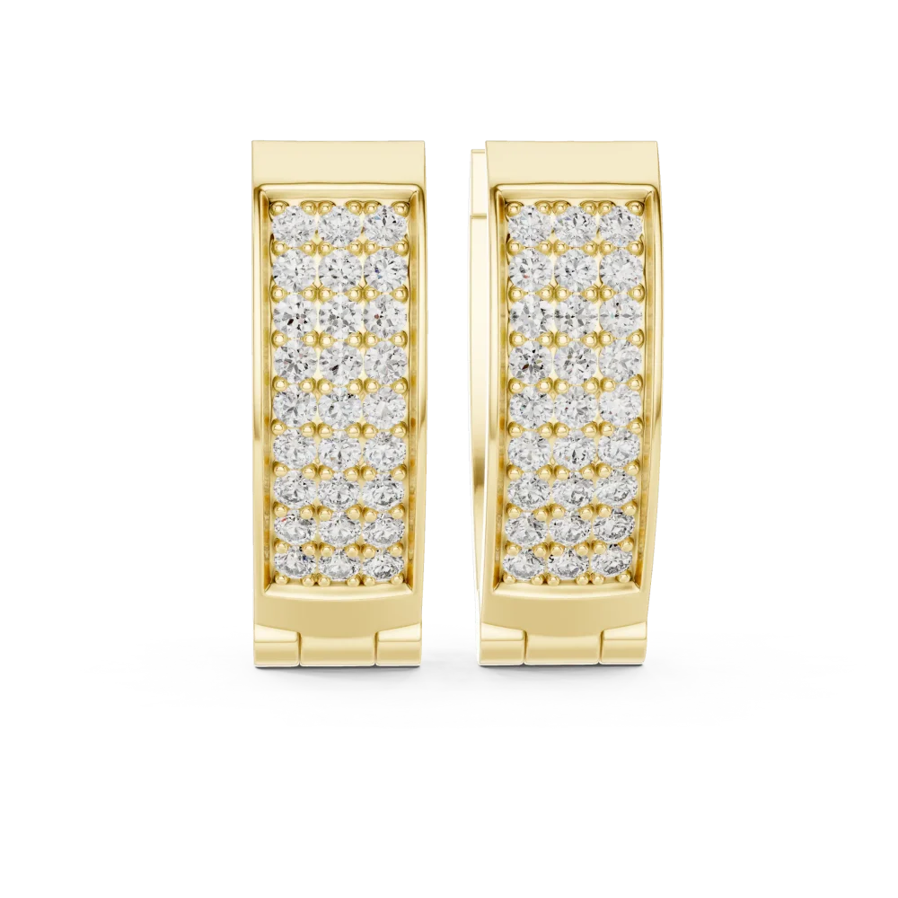 Luminary Round Pavé-Set Architectural Hoop Earrings - Image 2
