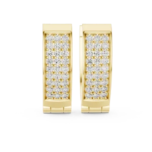 Luminary Round Pavé-Set Architectural Hoop Earrings - Image 2