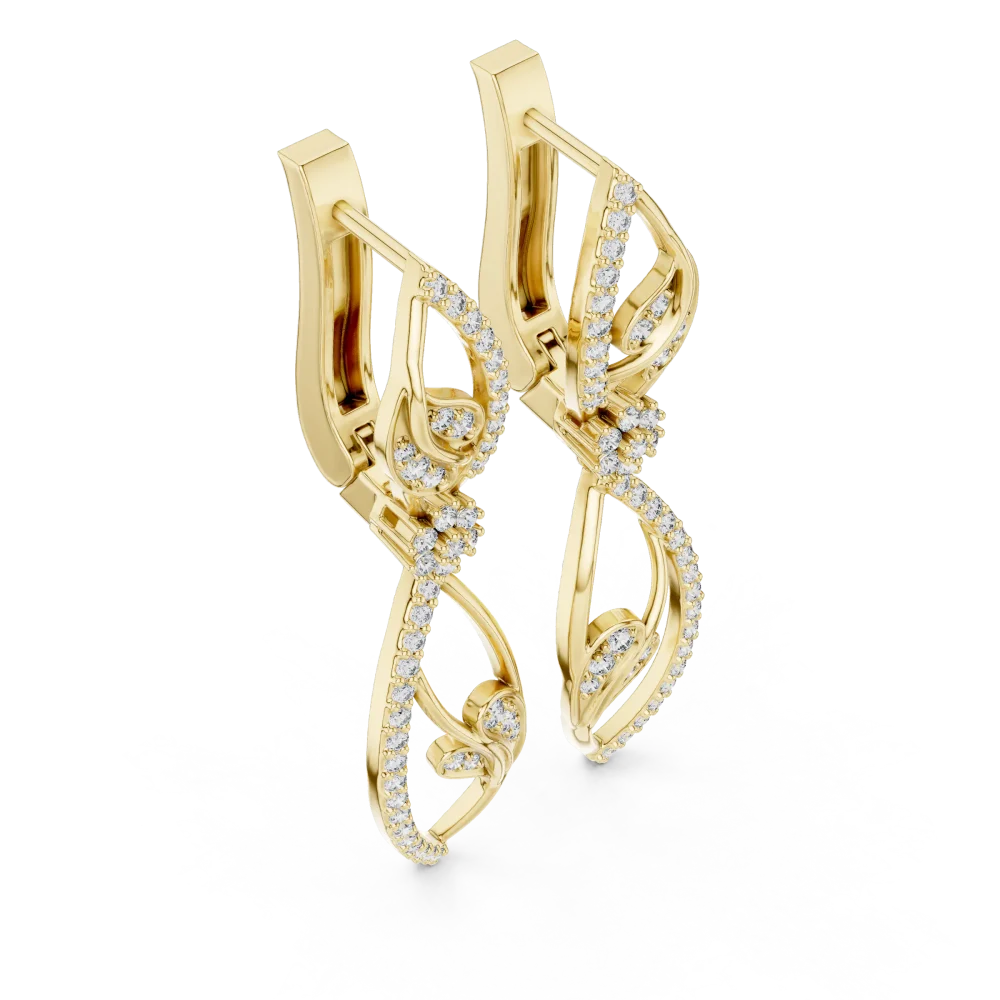Experience the radiance of our architectural DIAMEUR lab-grown diamond dangler earrings. Sustainable luxury designed to dazzle. Shop the collection now.