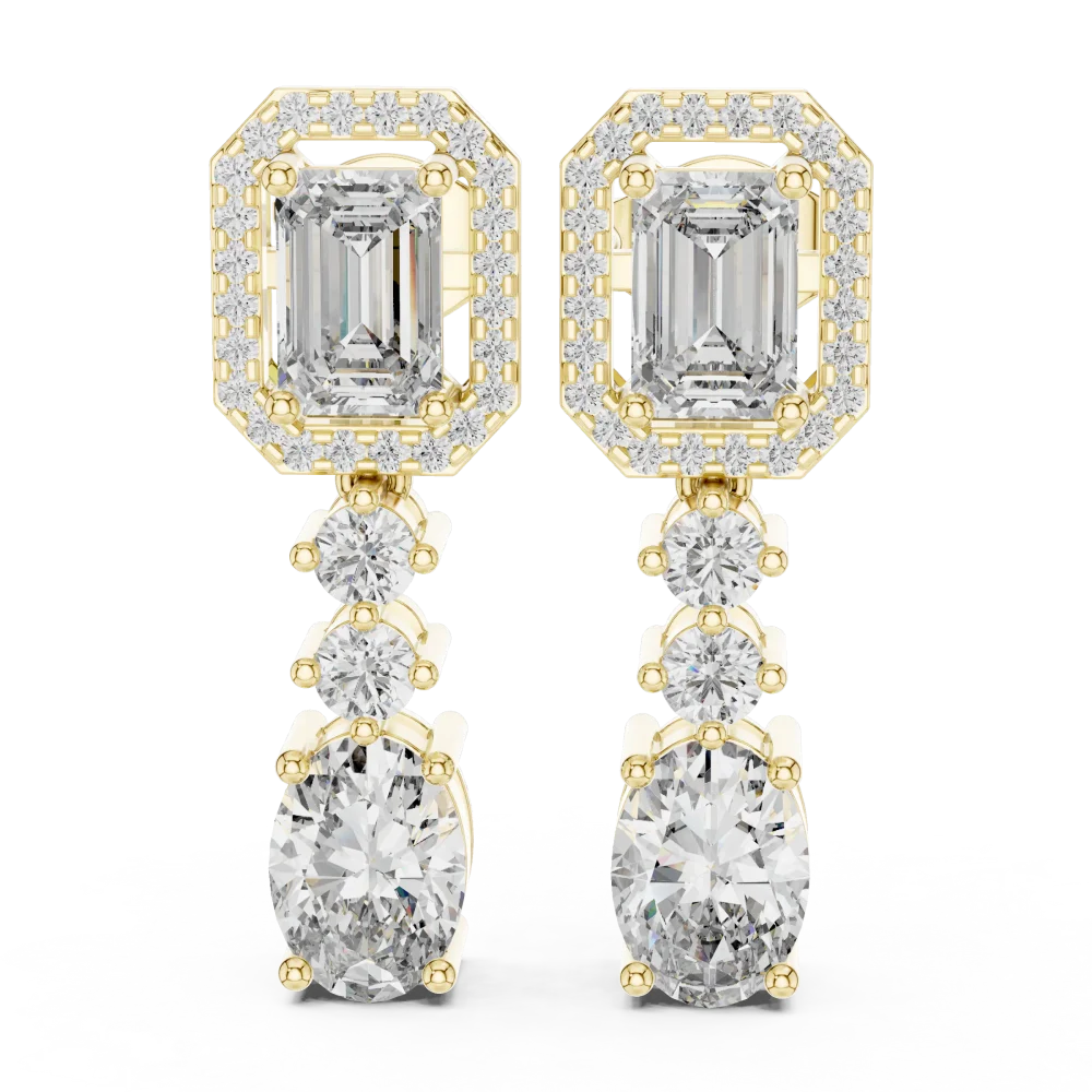 Luminary Emerald and Oval Drop Art Deco Architectural Earrings - Image 2