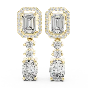 Luminary Emerald and Oval Drop Art Deco Architectural Earrings - Image 2
