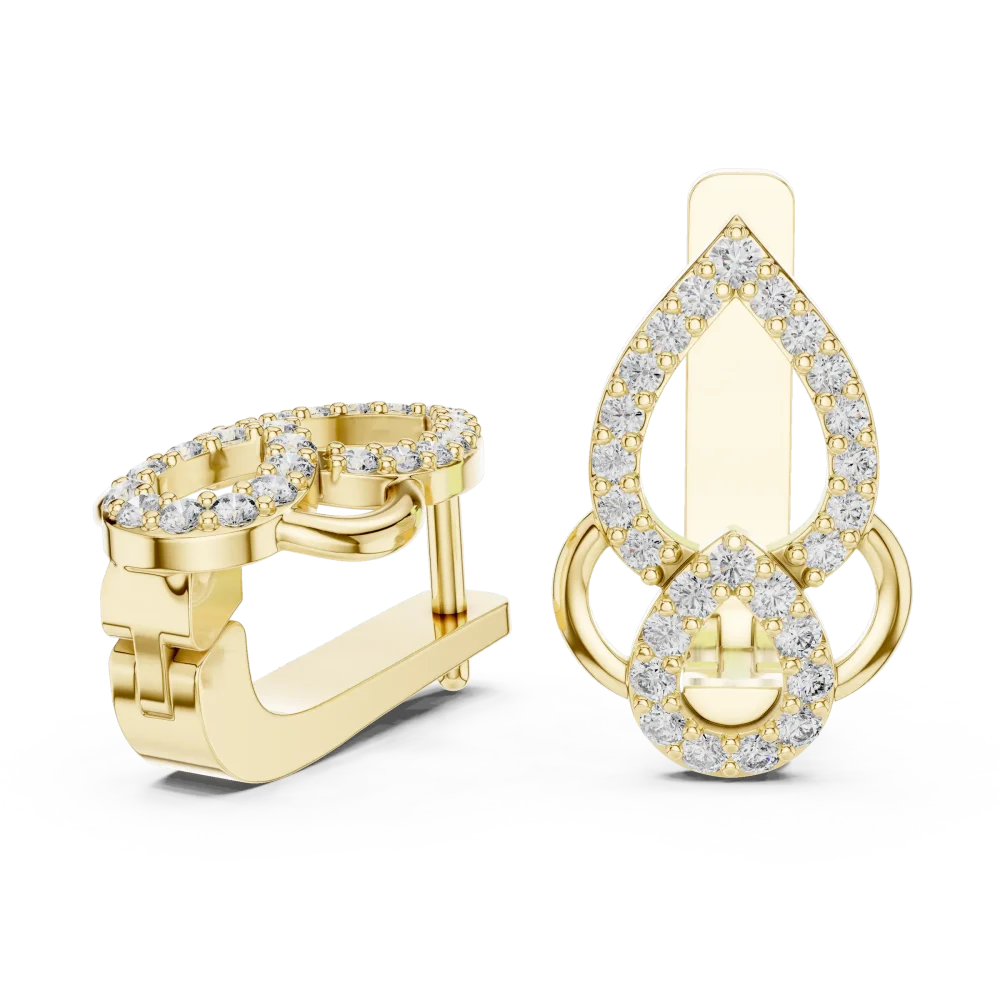 Silhouette Round Pavé Geometric Contour Stud Earrings - Image 3